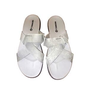 Merrell Womens Select Grip Slide On Gray Sandals Shoes Size 10